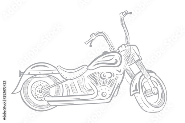 Obraz Sketch biker motorcycle on white
