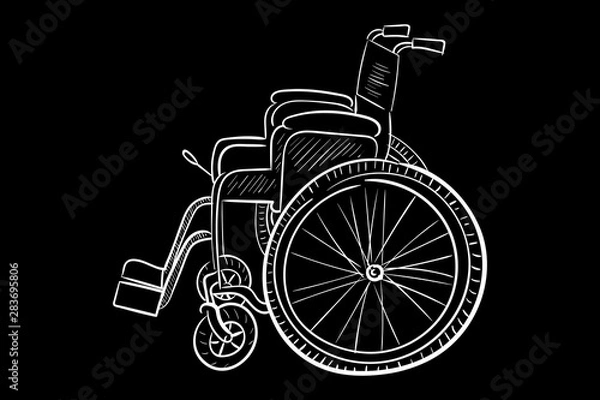 Obraz Wheelchair white line sketch black