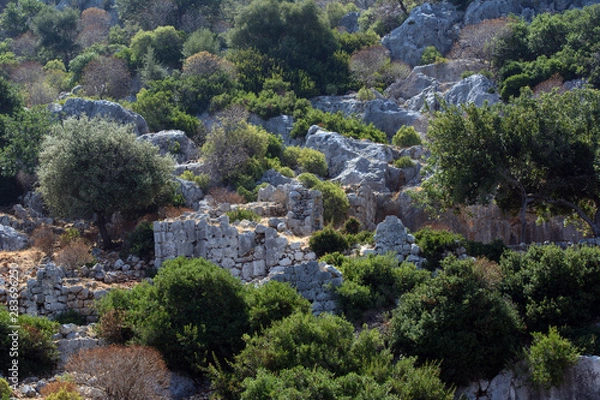 Obraz The ruins of an ancient Lycian city on the shores of the Mediterranean Sea in Turkey