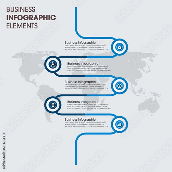 Fototapeta Abstract infographics number options template. Vector illustration. Business data visualization. Process chart. Abstract elements of graph, diagram with steps, options, parts or processes.