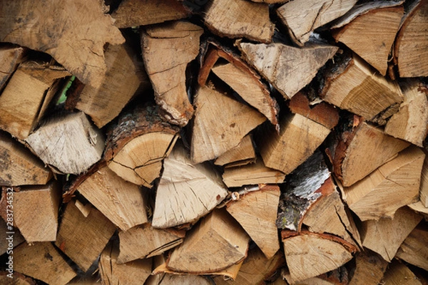 Fototapeta Texture of chopped logs close up