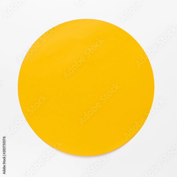 Obraz Top view yellow circle on white background