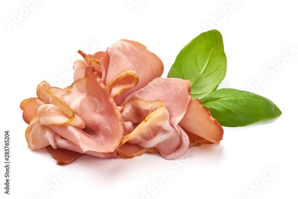 Fototapeta Slices of jamon, isolated on white background