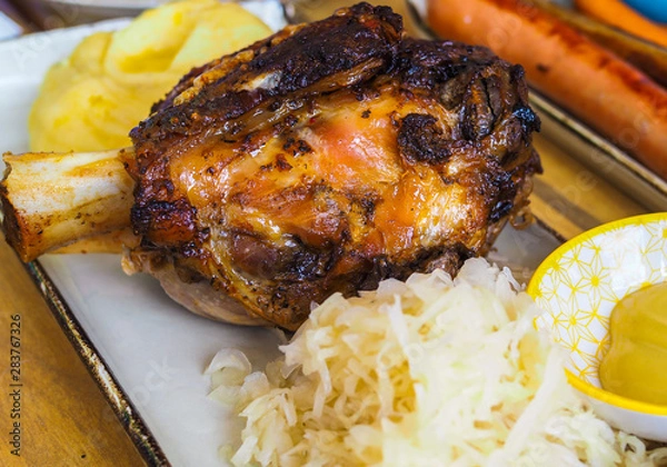 Fototapeta Roasted pork knuckle