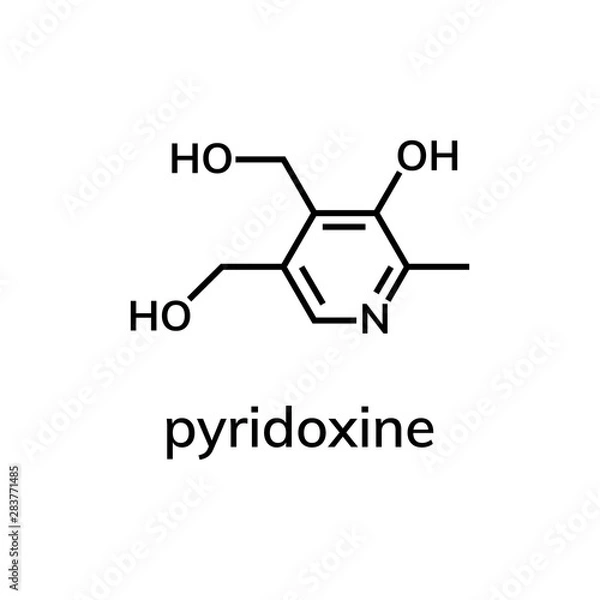 Fototapeta Pyrodoxine or vitamin B6 chemical formula