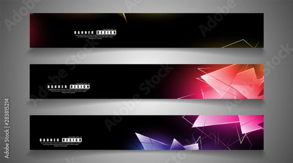 Fototapeta banner collection. abstract background with luminous triangles that overlap. isolated black background. vector illustration of eps 10