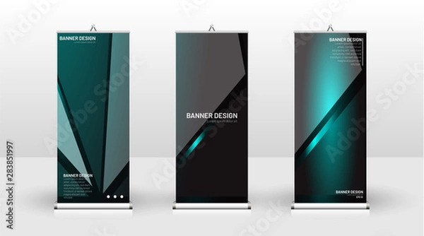 Fototapeta Vertical banner template design. can be used for brochures, covers, publications, etc. The concept of technology background in blue