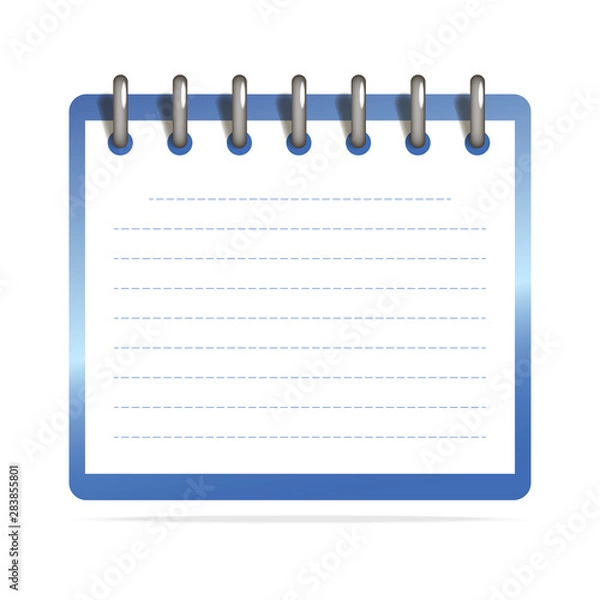 Fototapeta Blue notebook with metalic spiral and white list.