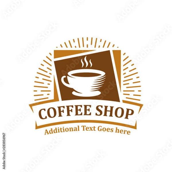 Obraz Coffee logo, vector coffee label badge or emblem on isolated white background, cafe