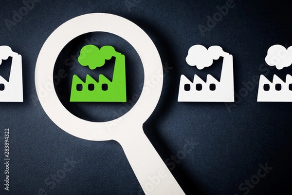 Obraz Checking factory with magnifying glass