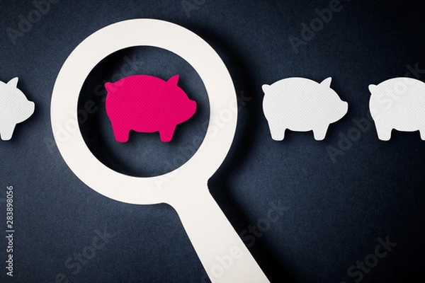 Obraz Checking finance with magnifying glass