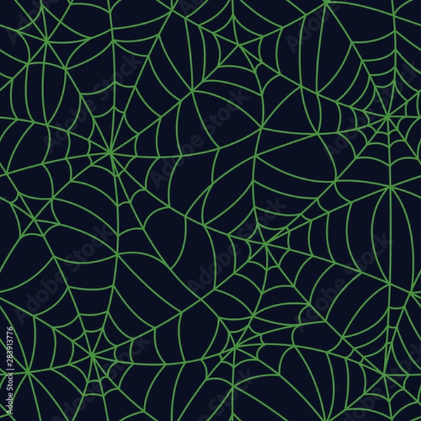 Obraz Green Organic Spider Web Halloween Seamless pattern