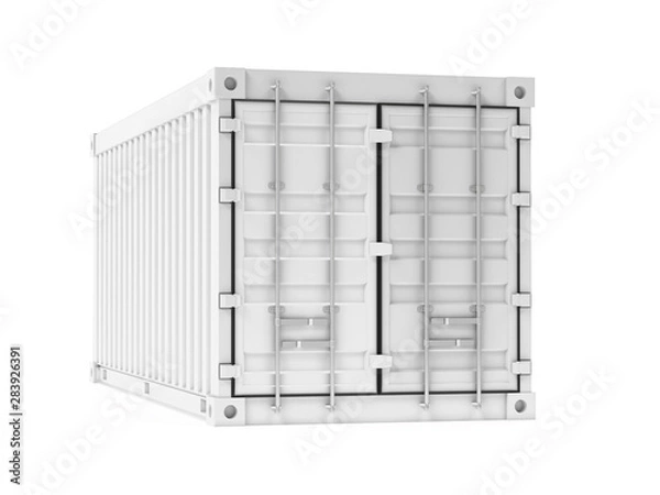 Fototapeta Shipping freight container. White intermodal container. 3d rendering illustration