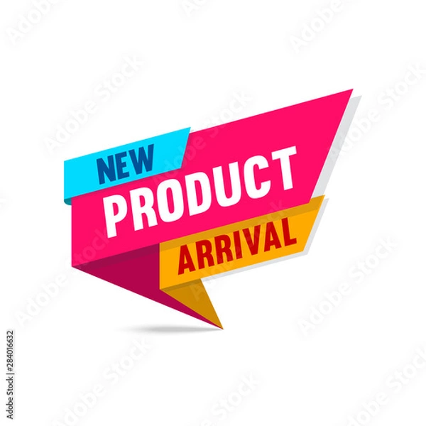 Fototapeta New product arrival template design. Special offer concept. Colourful style