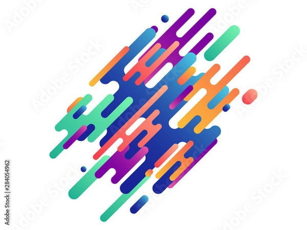 Fototapeta Blue, orange, green dynamic lines. Colorful strokes, diagonal lines, hatching. Vector illustration for banner, poster, brand, cover design