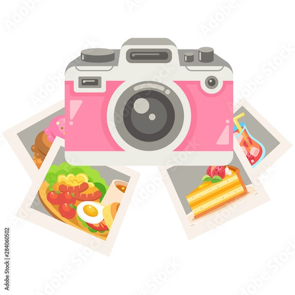 Obraz デジタルカメラ（デジカメ）と写真（フォト）のイラスト