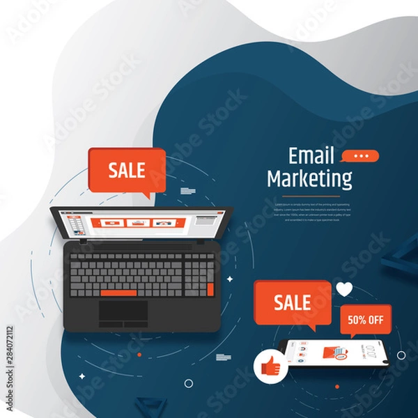 Fototapeta Concept for Digital marketing agency, digital media campaign flat vector illustration 