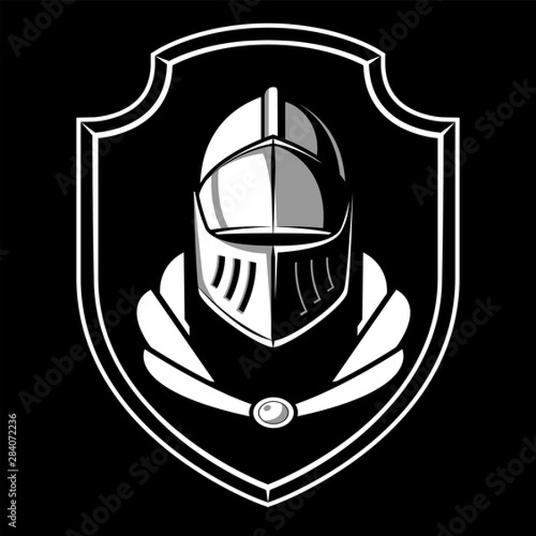 Obraz Knight head logo black & white