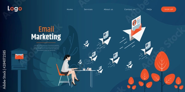 Fototapeta Promotional newsletter. The person sends an advertising newsletter.