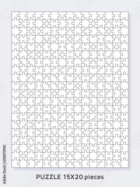 Fototapeta Jigsaw puzzle background with many white pieces. Abstract mosaic template