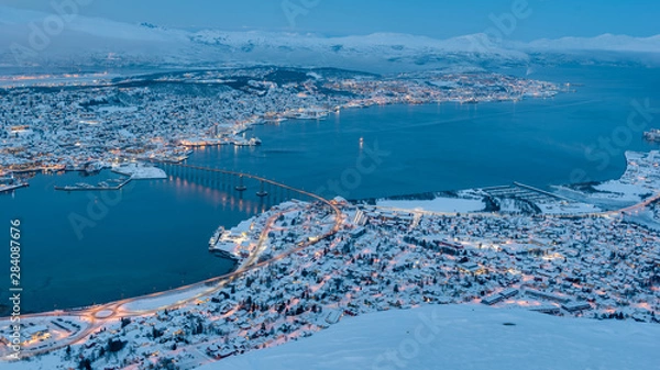 Obraz Sunset over Tromso, Norway during winter