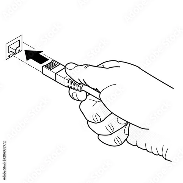 Obraz Netzwerkstecker [schwarz-weiß]