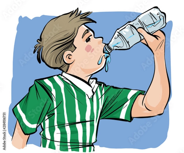 Obraz boy drinking water from bottle