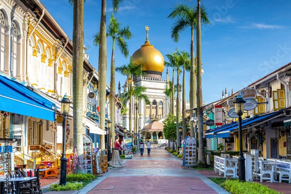 Obraz street view of singapore with Masjid Sultan