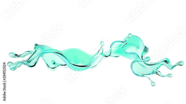 Obraz Splash of turquoise paint on a white background. 3d illustration, 3d rendering.