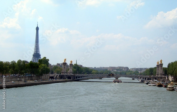 Fototapeta bridge of alexander iii and eiffel tower