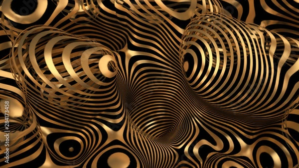 Fototapeta Beautiful metal line background. 3d illustration, 3d rendering.