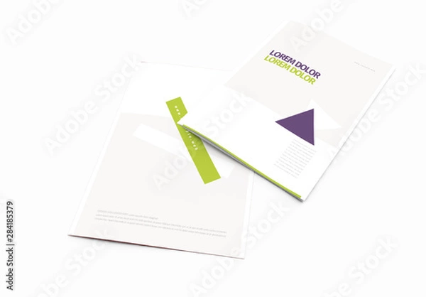 Fototapeta Bifold Brochure Layout with Geometric Elements