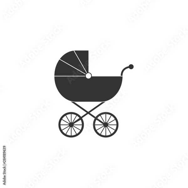 Fototapeta Baby, carriage, buggy, pram, stroller, wheel icon. Vector illustration, flat design.