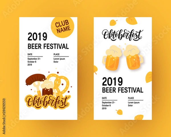 Fototapeta Oktoberfest banner design, vector in flat style