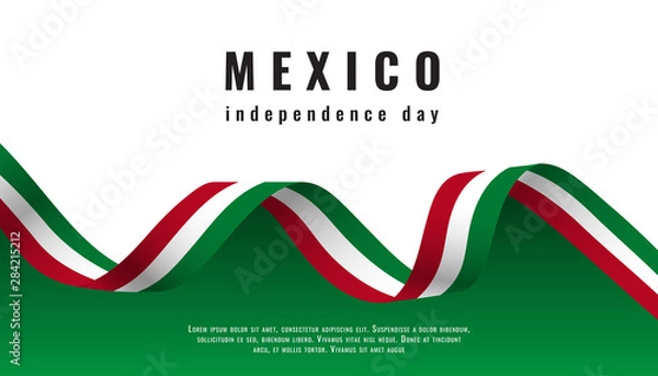 Obraz Viva Mexico background with ribbon Independence day vector