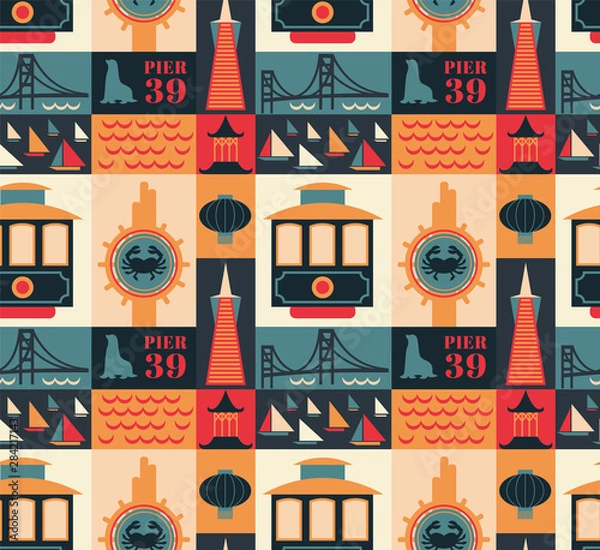 Obraz San Francisco pattern seamless design illustration