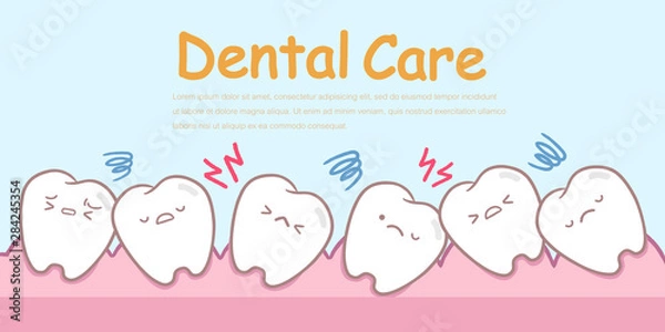 Obraz cute cartoon crowding tooth concept