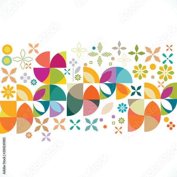 Fototapeta Abstract colorful flower pattern and graphic decoration, contemporary graphic pattern, vector illustration