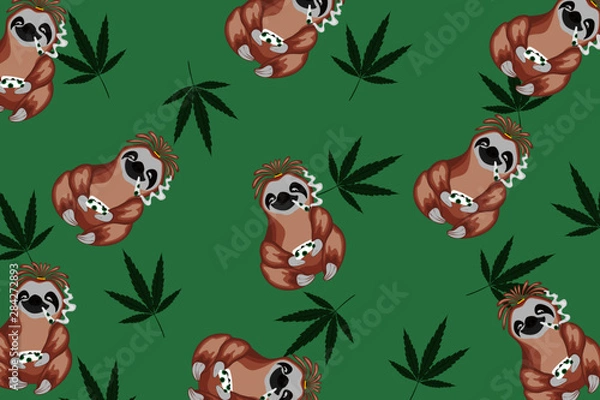 Fototapeta seamless pattern with sloths 
