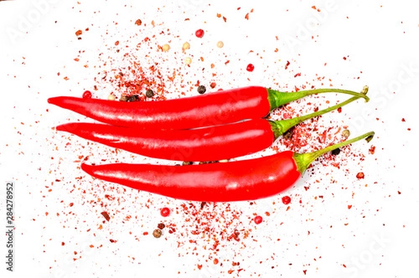 Fototapeta Red chili pepper isolated on a white background