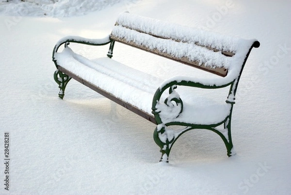 Fototapeta the bench in winter scenery