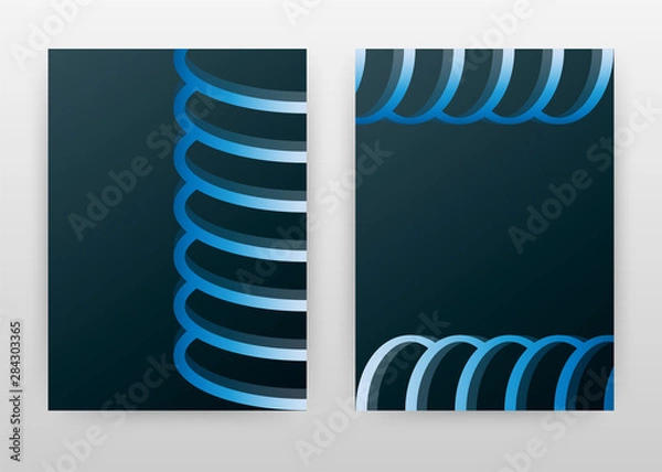 Fototapeta Blue lines on black design for annual report, brochure, flyer, poster. Black background vector illustration for flyer, leaflet, poster. Business abstract A4 brochure template.