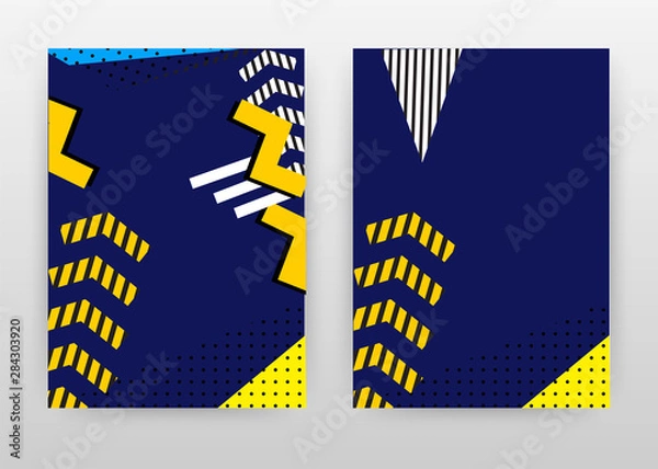 Fototapeta Yellow blue design for annual report, brochure, flyer, poster. Abstract blue yellow background vector illustration for flyer, leaflet, poster. Business abstract A4 brochure template.