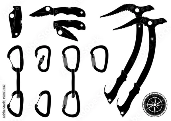 Fototapeta Professional mountain climbers equipment vector set