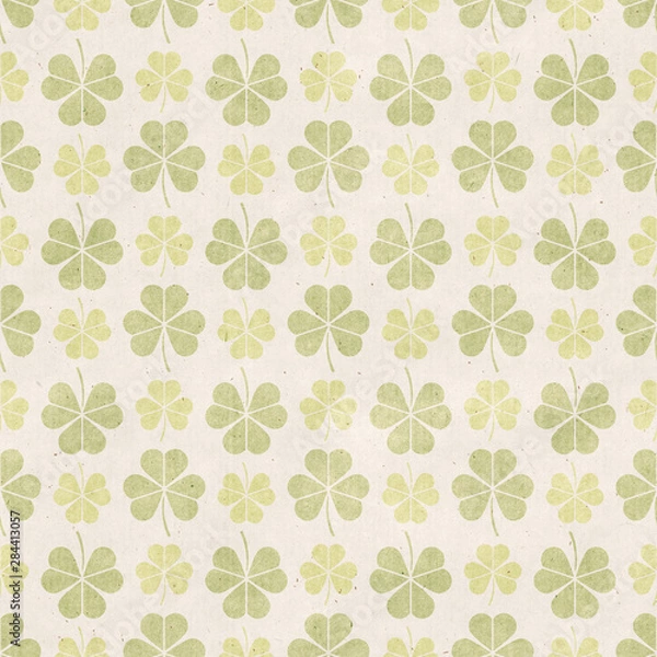 Fototapeta Seamless pattern with clover. Paper texture.