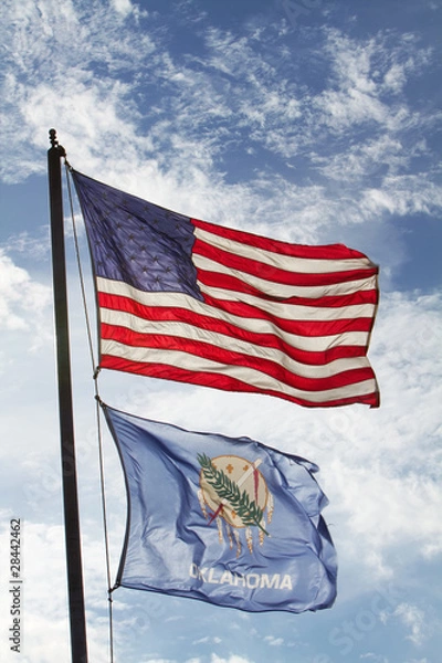 Obraz Oklahoma and US flags