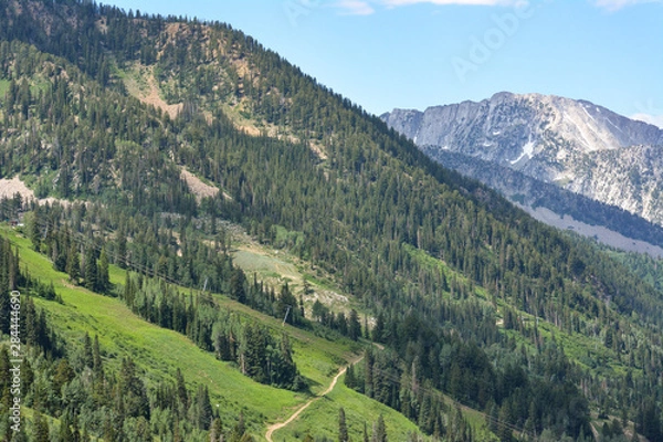 Fototapeta Landscape view of a trail through the Rocky Mountains of Utah. 