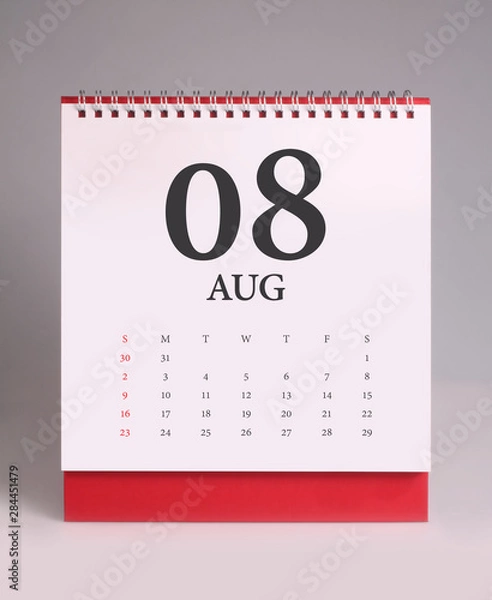 Fototapeta Simple desk calendar 2020 - August
