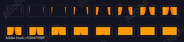 Fototapeta Animation transitions effect. Sprite Sheet of transitions. Ready frame by frame animation for games, cartoon or animation. yellow color scene transition effect.  Animation transitions effect 24