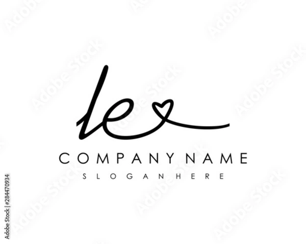 Obraz LE Initial handwriting logo vector